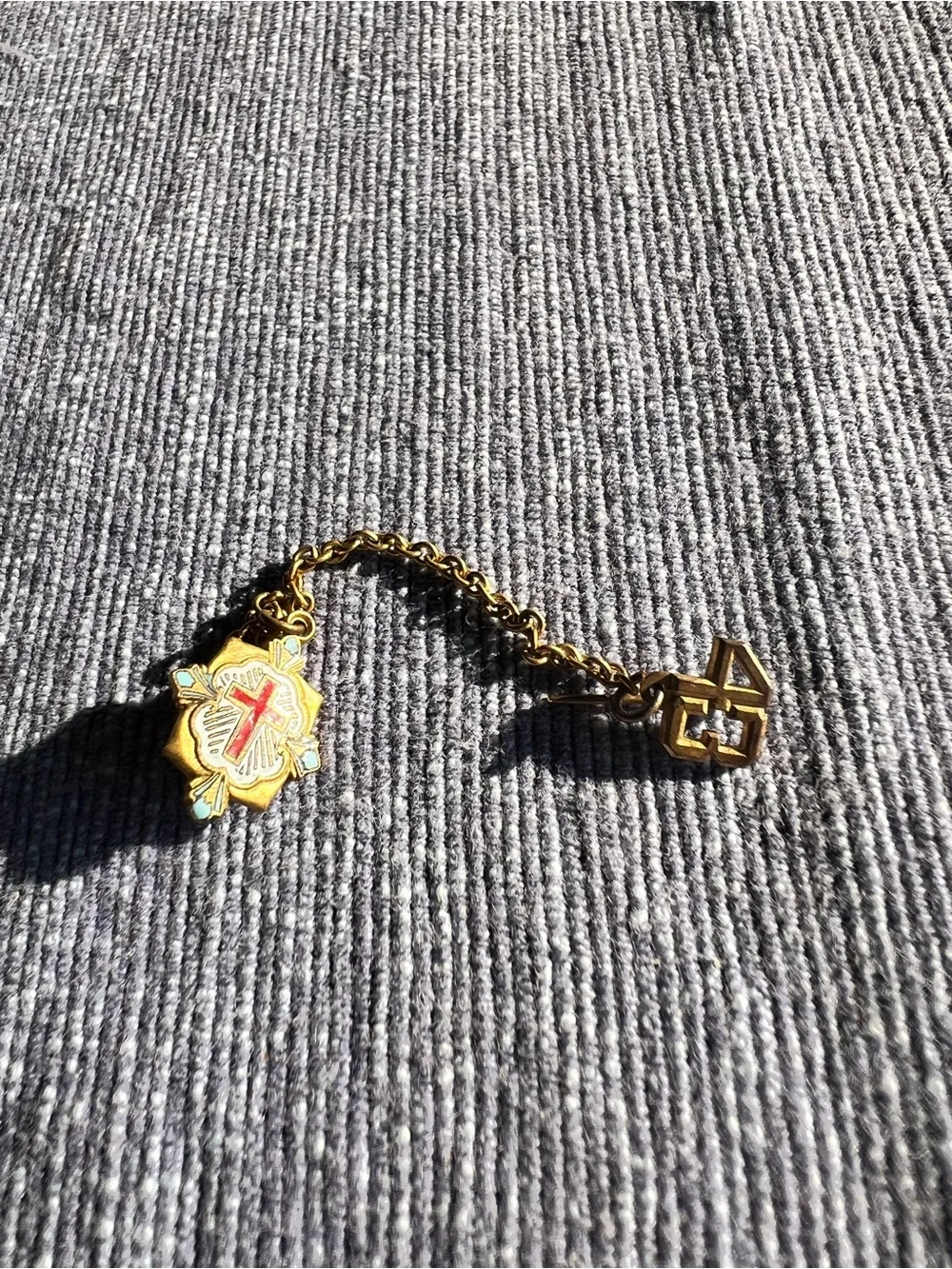 Gold-Tone Religious Cross Vintage Tie Pin (1943)